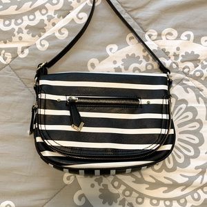 Striped black and white shoulder bag